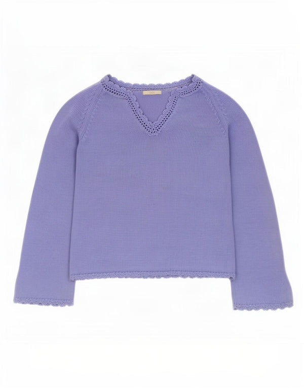 Marks & Spencer Womens Top Long Sleeve UK 16 Large Blue Cotton