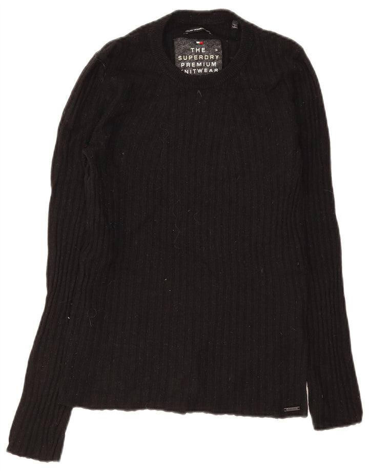Superdry Γυναικείο πουλόβερ με λαιμόκοψη UK 8 Small Black Wool