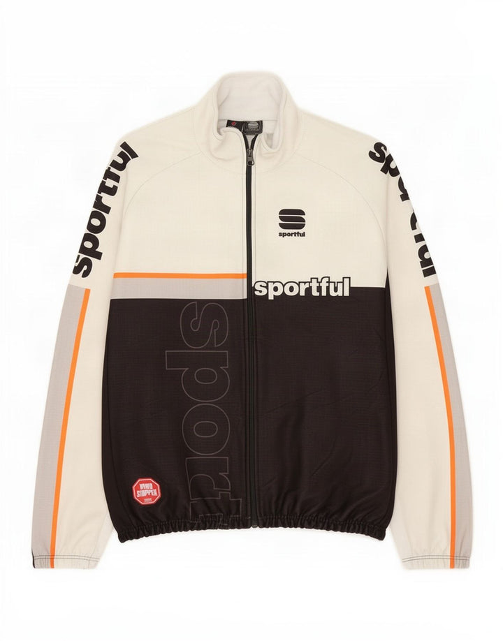 Αθλητική ανδρική φόρμα φόρμας με γραφικά Top Jacket XL White Colourblock Polyester