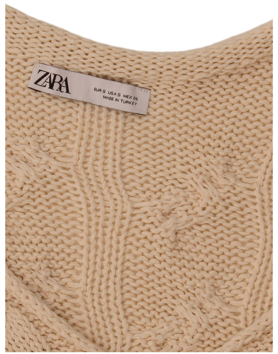 Zara Γυναικείο πουλόβερ με λαιμόκοψη μεγάλου μεγέθους UK 10 Small Off White