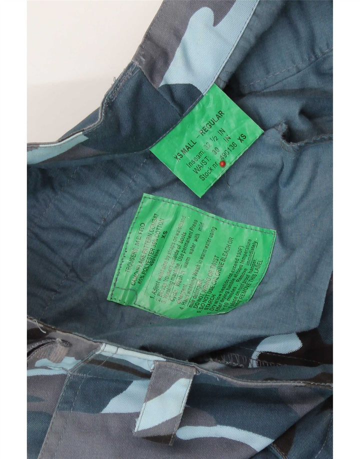 Vintage Ανδρικό κανονικό παντελόνι Cargo W30 L32 Blue Camouflage Polyester