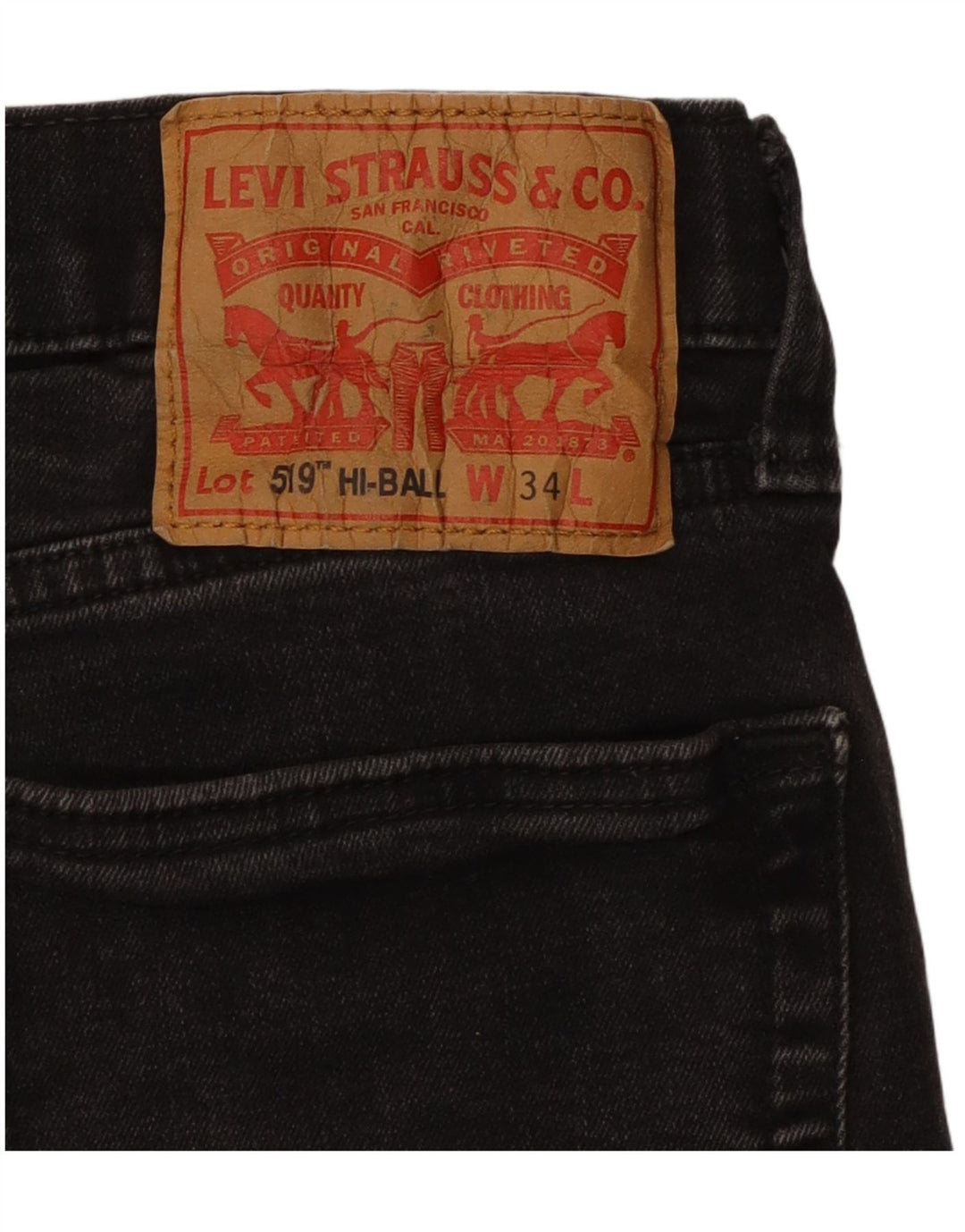 LEVI'S Ανδρικό 519 Hi-Ball Skinny Jeans W34 L28 Μαύρο βαμβακερό