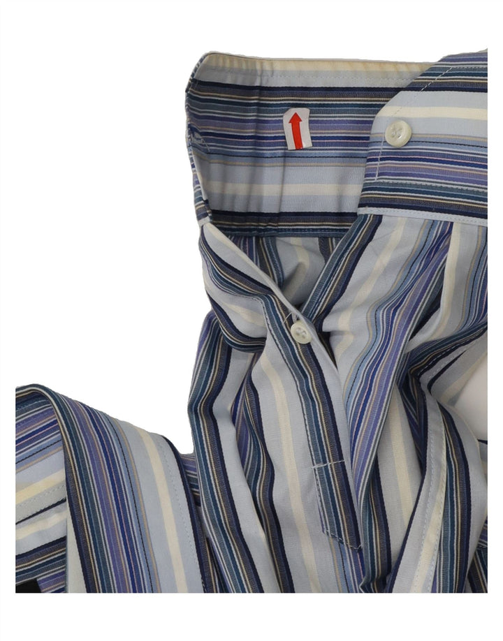 ROCCOBAROCCO Mens Shirt Size 41 Large Blue Striped Cotton Vintage Roccobarocco and Second-Hand Roccobarocco from Messina Hembry 