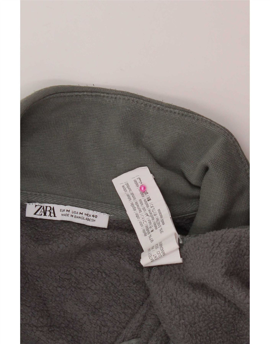 Ανδρικό φούτερ Zara με φερμουάρ, μεσαίο βαμβακερό γκρι