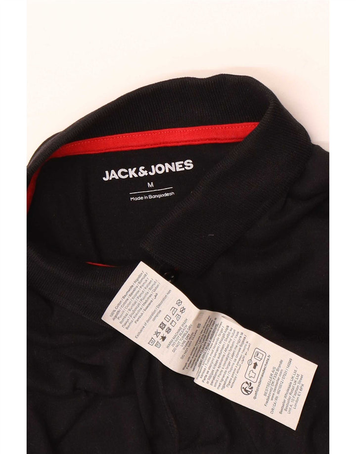 Ανδρικό μπλουζάκι πόλο Jack & Jones, μεσαίο μαύρο βαμβακερό