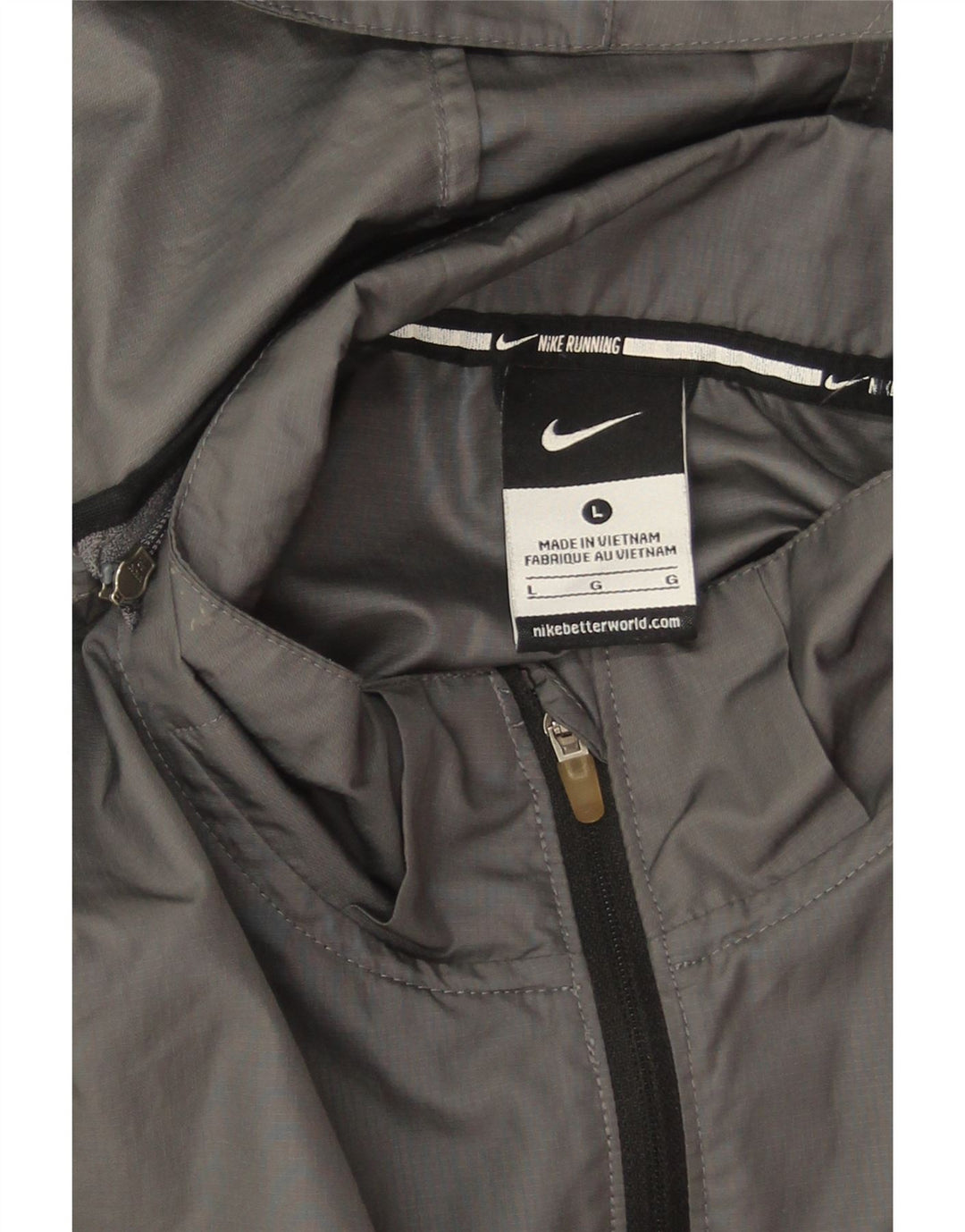 Nike γυναικείο μπουφάν βροχής με κουκούλα UK 16 Large Grey Colorblock Polyester
