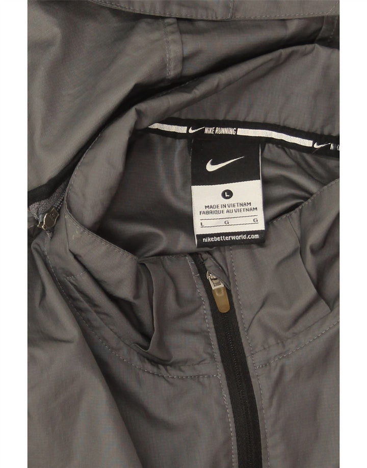 Nike γυναικείο μπουφάν βροχής με κουκούλα UK 16 Large Grey Colorblock Polyester