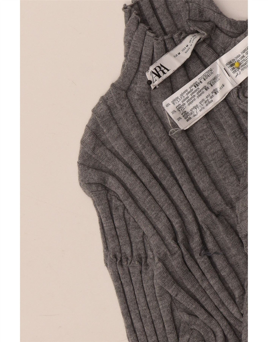 Zara Γυναικείο πουλόβερ με λαιμό χελώνα UK 12 Medium Grey Polyester