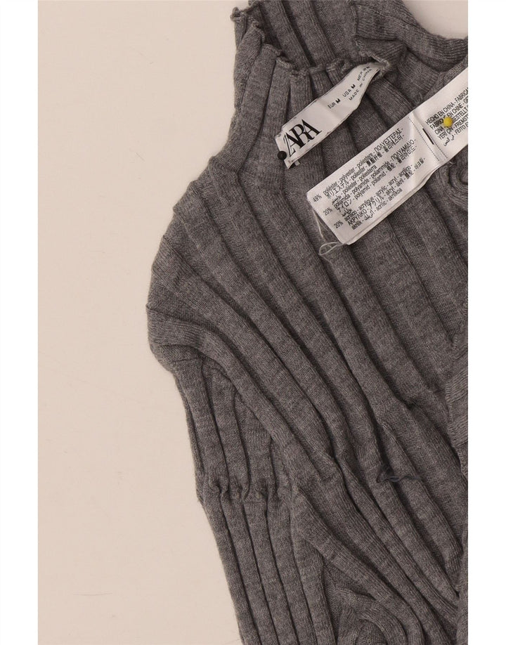 Zara Γυναικείο πουλόβερ με λαιμό χελώνα UK 12 Medium Grey Polyester