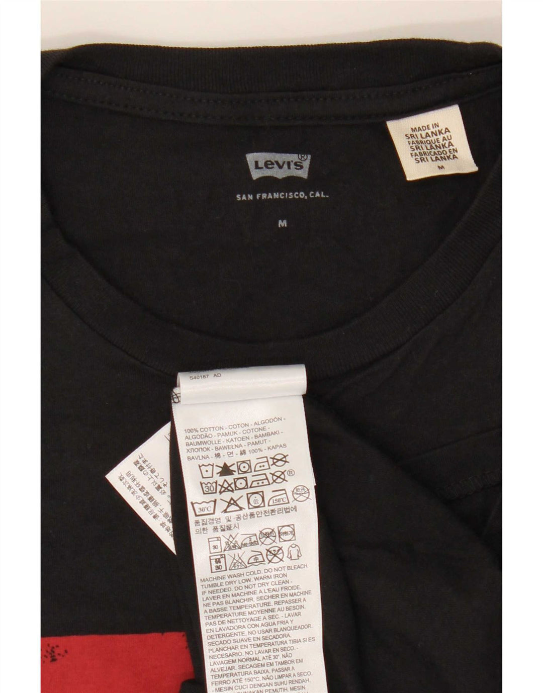 Ανδρικό γραφικό T-Shirt Levi's Top Μεσαίο μαύρο βαμβακερό