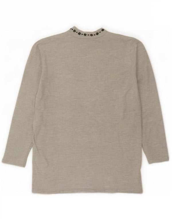 Vintage γυναικείο φούτερ με φερμουάρ με λαιμόκοψη Jumper UK 14 Large Grey Flecked
