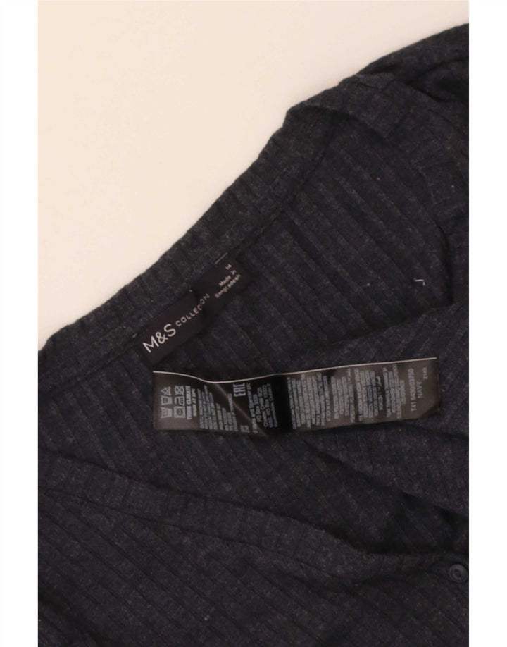 Marks & Spencer Γυναικείο τοπ μακρυμάνικο UK 14 Medium Navy Blue Polyester