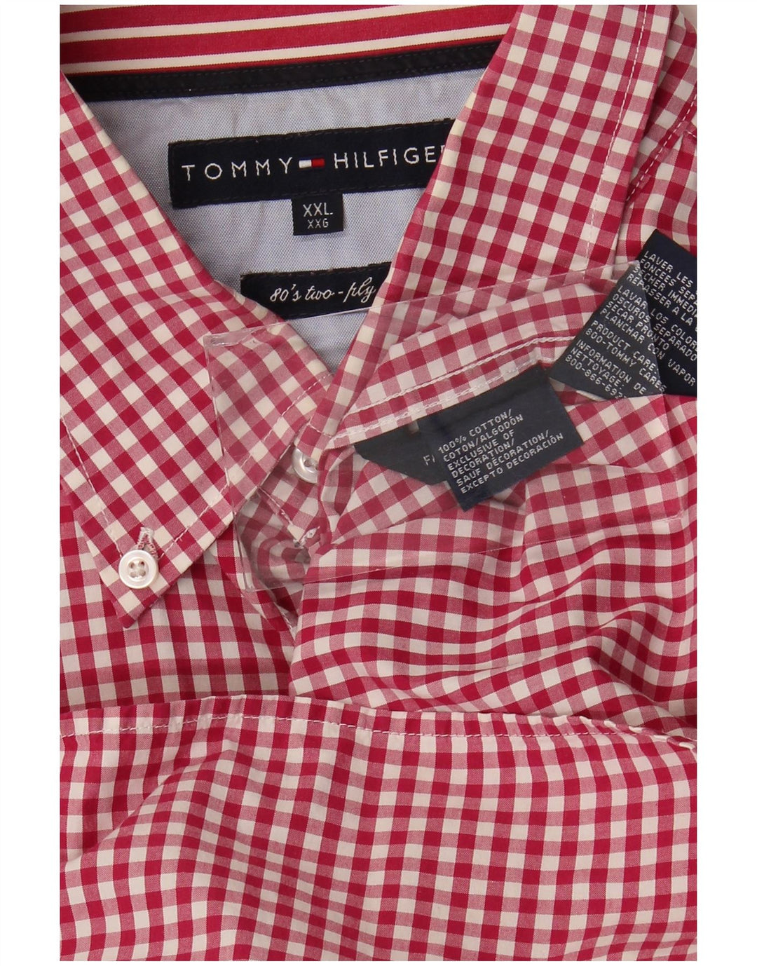 Ανδρικό πουκάμισο Tommy Hilfiger 2XL Red Gingham Cotton