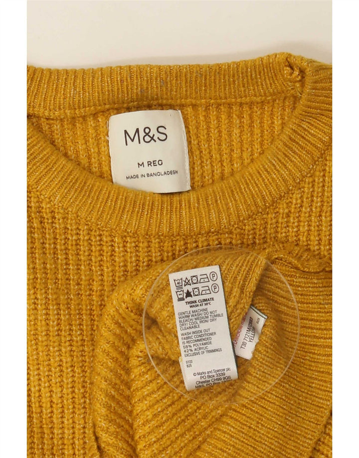 Marks & Spencer Ανδρικό πουλόβερ με λαιμόκοψη μεσαίου κίτρινου πολυαμιδίου