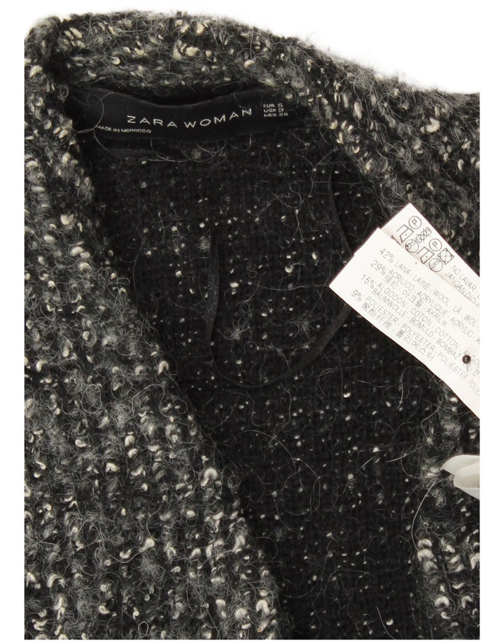 Zara Γυναικείο ανοιχτό πουλόβερ UK 10 Small Grey Flecked Wool