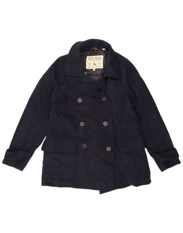 Jack Wills Γυναικείο παλτό μπιζελιού UK 12 Medium Navy Blue μαλλί