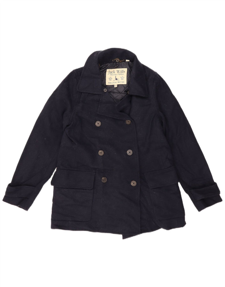 Jack Wills Γυναικείο παλτό μπιζελιού UK 12 Medium Navy Blue μαλλί