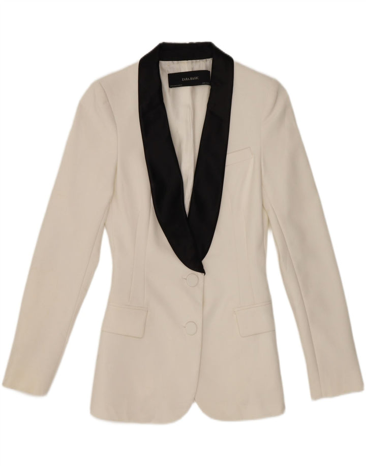 Zara Γυναικείο μπουφάν blazer UK 6 XS White Colourblock Polyester