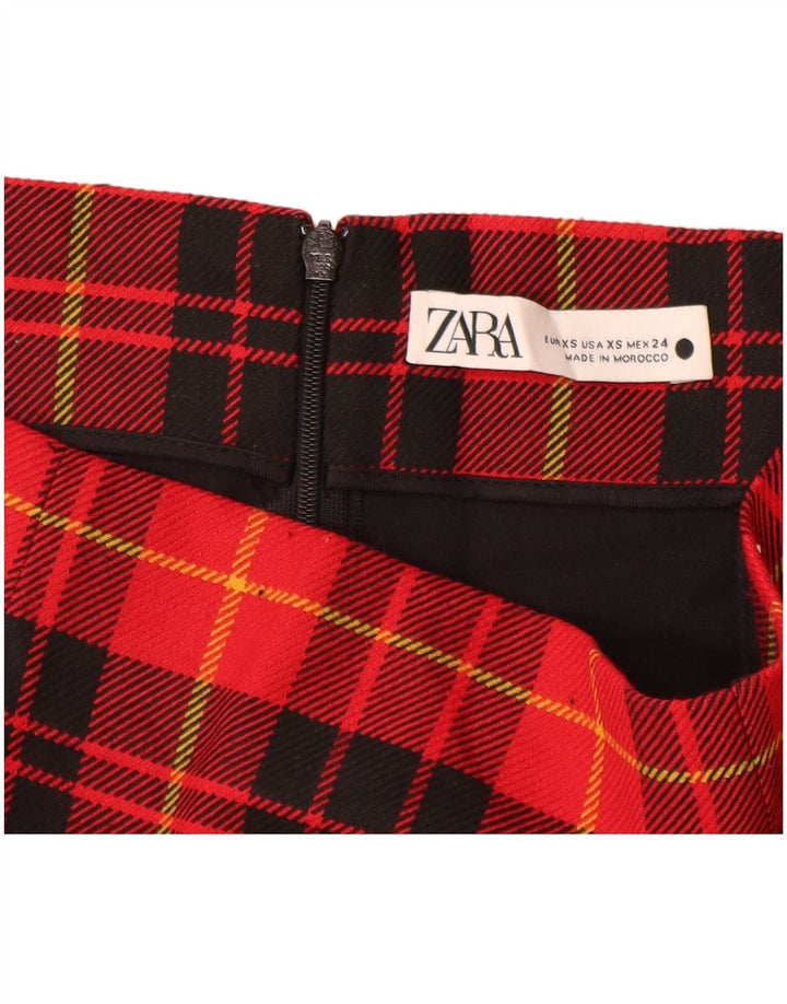 Zara Γυναικεία Μίνι Φούστα XS W24 Red Check Polyester