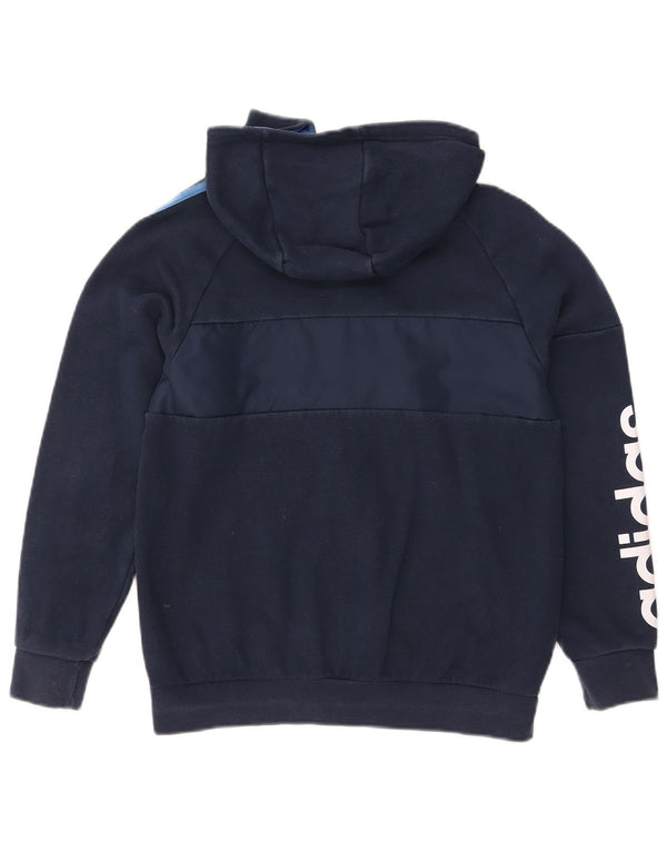 Γραφικό πουλόβερ με κουκούλα με φερμουάρ ADIDAS για αγόρια 12-13 ετών, μπλε μπλε χρώματος