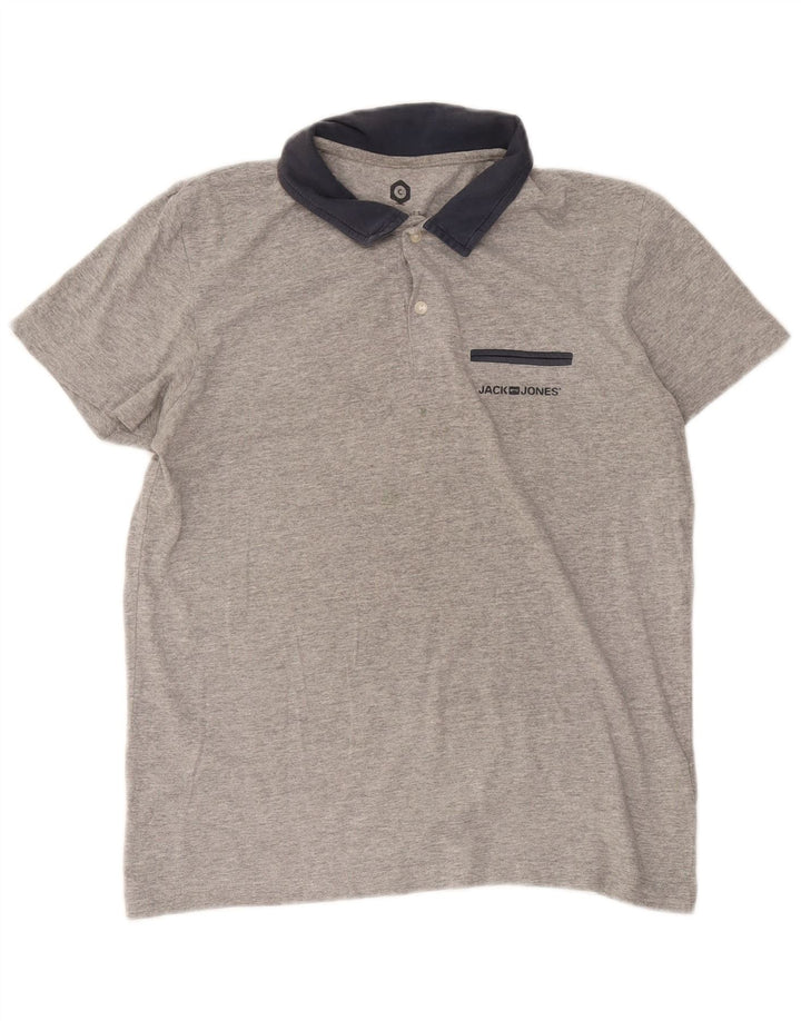 Ανδρικό μπλουζάκι πόλο Jack & Jones, μεσαίο γκρι, βαμβακερό