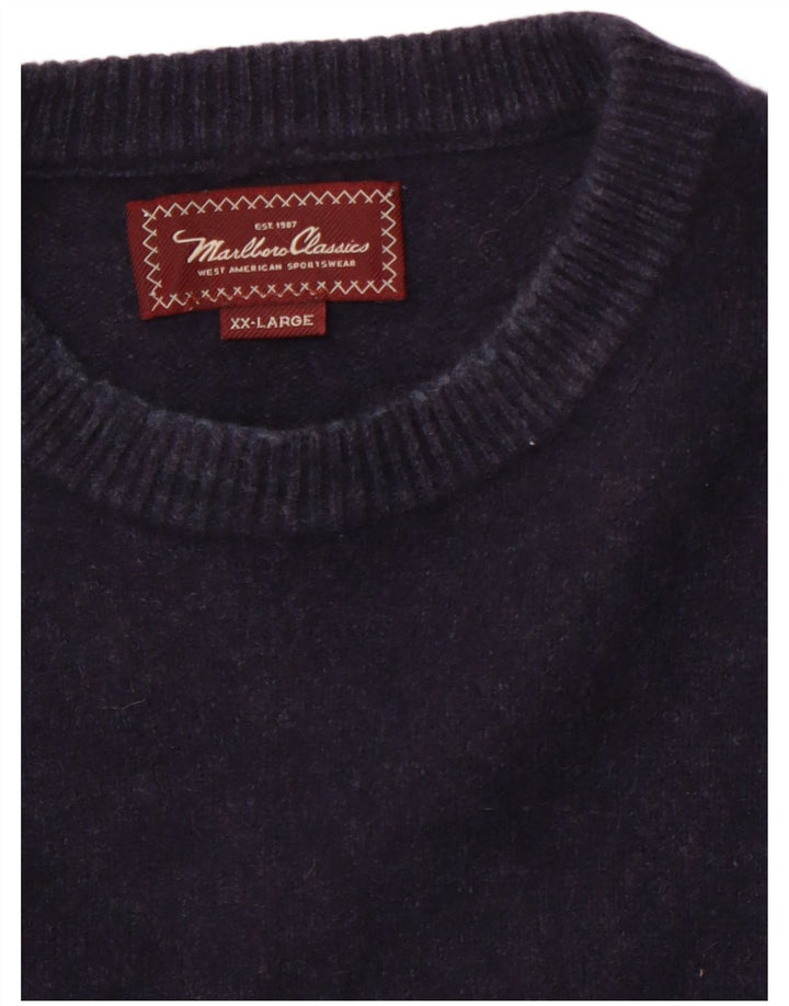 MARLBORO CLASSICS Γυναικείο πουλόβερ με λαιμό σκάφος UK 20 2XL Navy Blue Wool