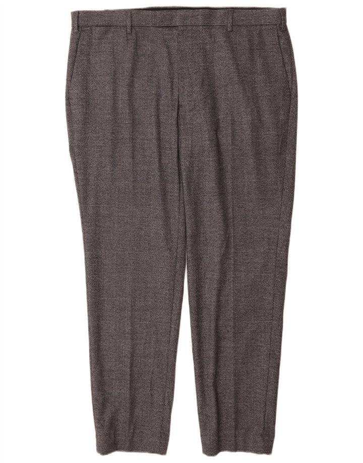 Marks & Spencer Ανδρική ίσια φόρμα παντελόνι W40 L31 Grey Check