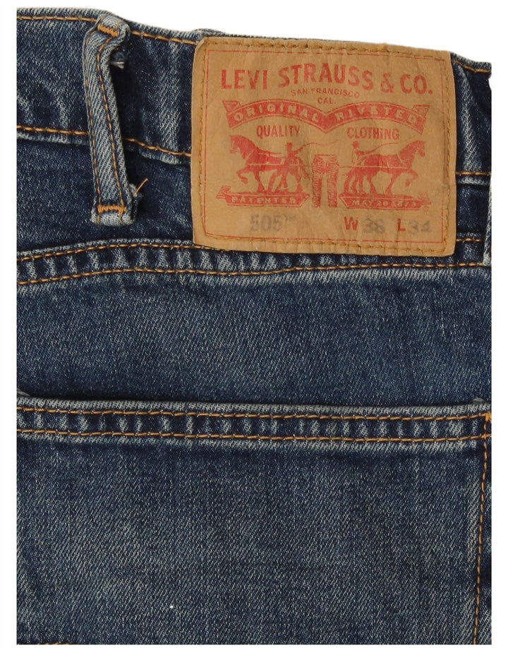Levi's Mens 505 Straight Jeans W38 L34 Μπλε Βαμβακερό