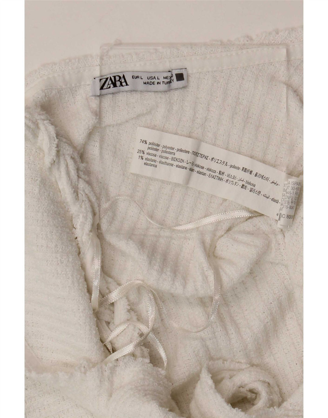 Zara Γυναικείο Αμάνικο Φόρεμα Shift UK 14 Large White Polyester