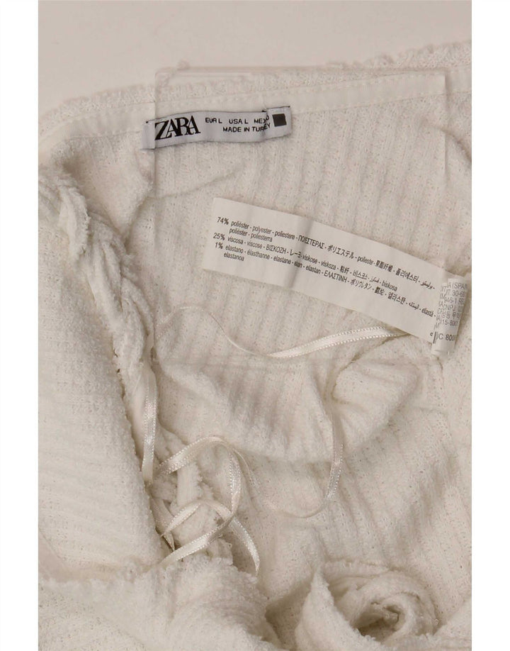 Zara Γυναικείο Αμάνικο Φόρεμα Shift UK 14 Large White Polyester