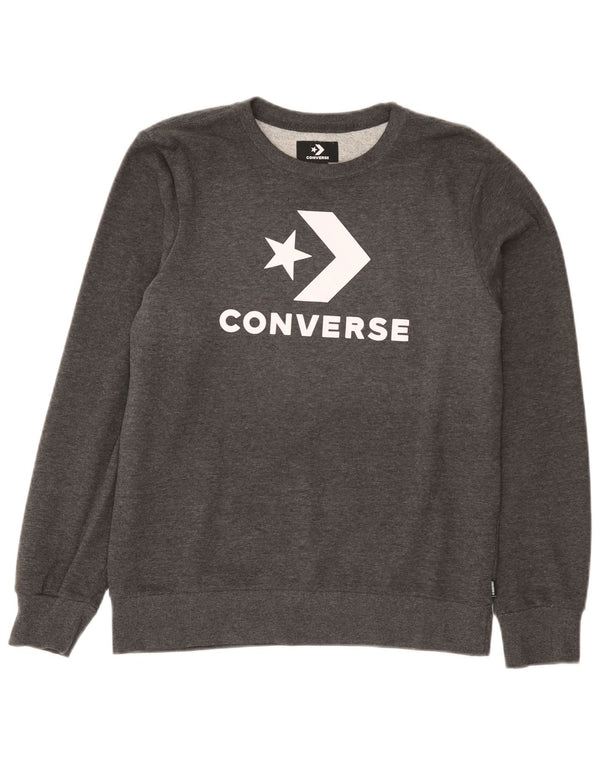 Γραφικό φούτερ Converse Boys Jumper 13-14 ετών XL Γκρι βαμβακερό