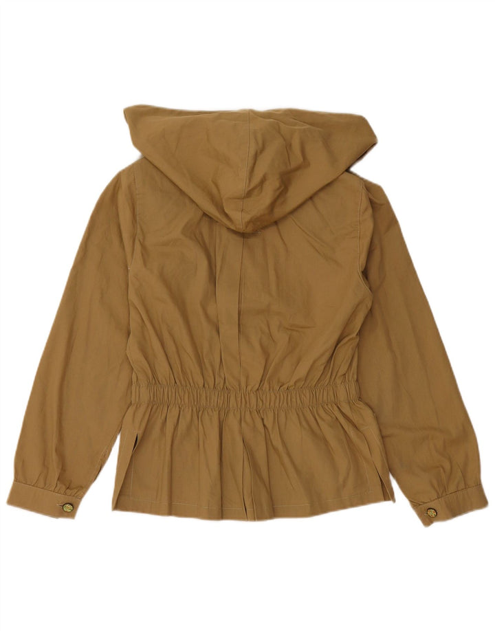 VINTAGE Γυναικείο σακάκι σακάκι με κουκούλα 4 κουμπιών, μέγεθος 6 2XS καφέ βαμβακερό