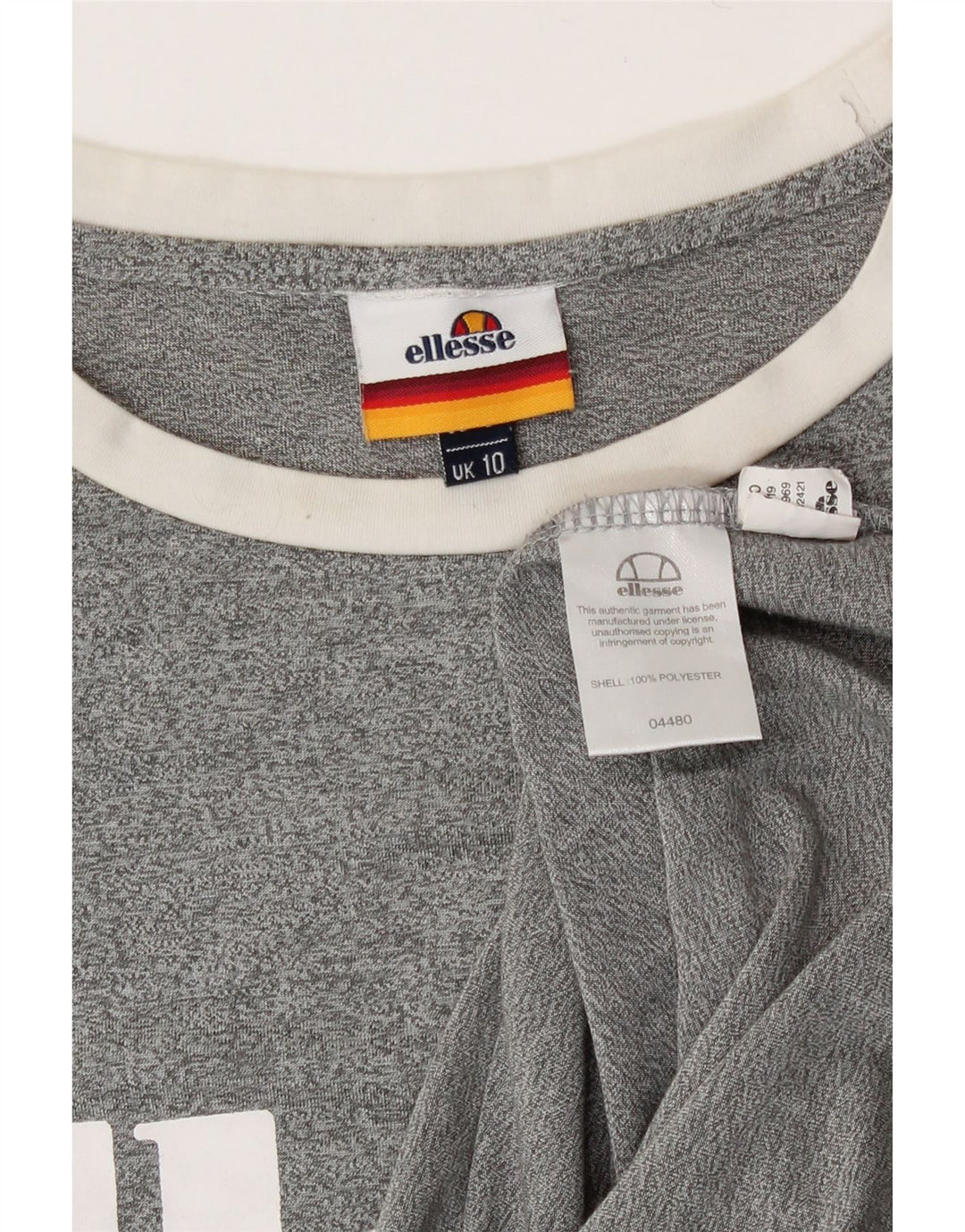 Γυναικείο γραφικό μπλουζάκι Ellesse Top UK 10 Small Grey Flecked Polyester