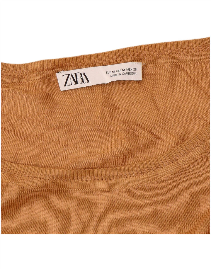 Zara Γυναικείο πουλόβερ με λαιμόκοψη μεγάλου μεγέθους UK 14 Medium Yellow