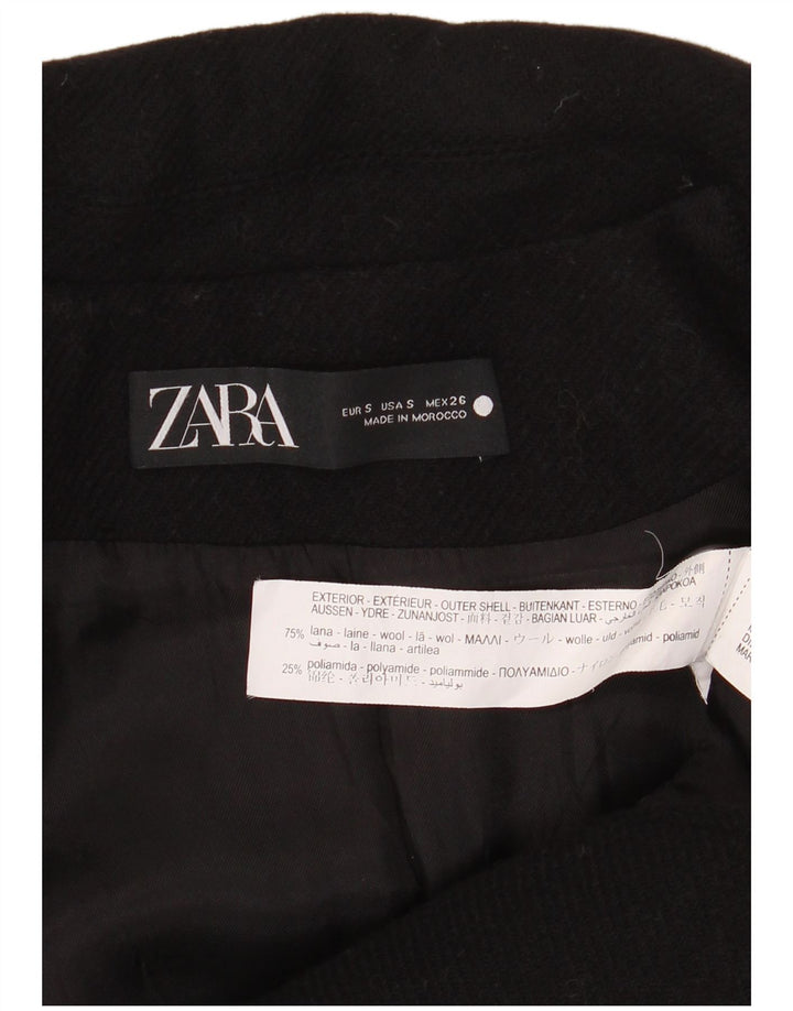Zara Γυναικείο Πανωφόρι UK 10 Small Black Wool