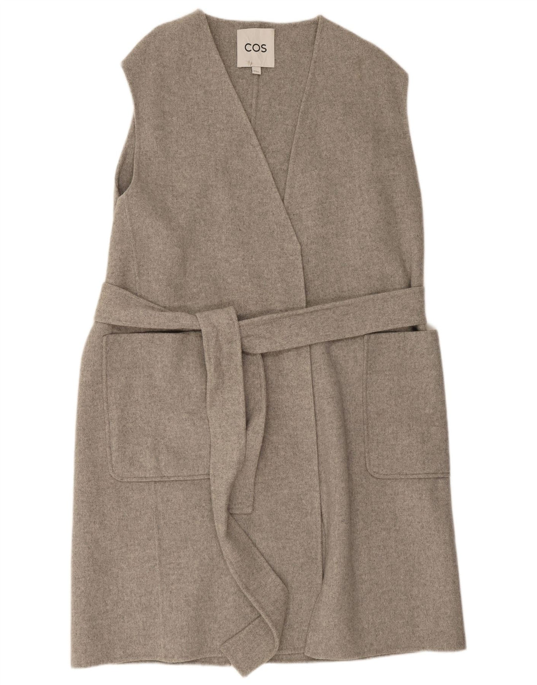 Cos Γυναικείο Longline Oversized Gilet UK 14 Medium Grey Wool