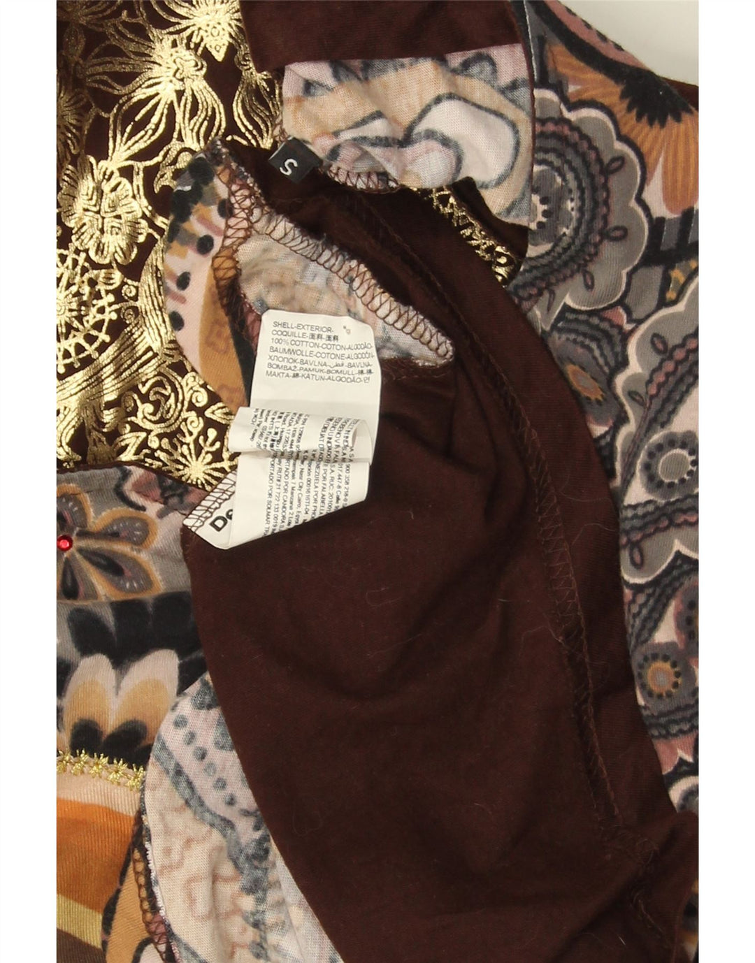 DESIGUAL Γυναικείο γραφικό ασύμμετρο τουνίκ Τοπ 10 Μικρό καφέ φλοράλ