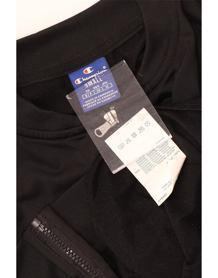 Champion Womens Crop Graphic αθλητική φόρμα Top Jacket UK 10 Small Black