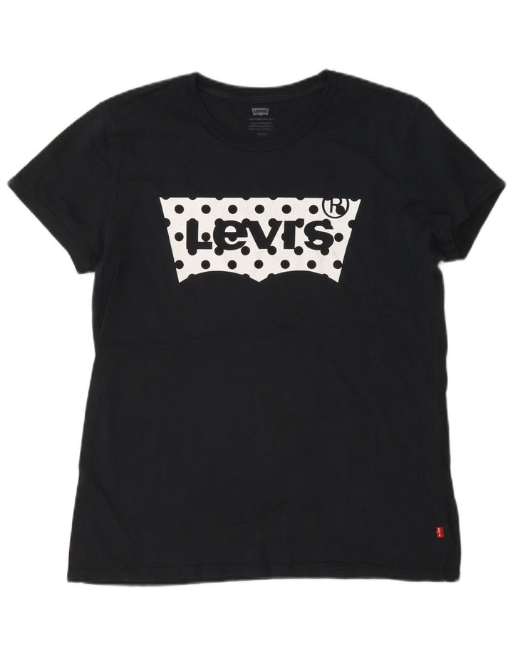 Γυναικείο γραφικό μπλουζάκι Levi's Oversized Top UK 10 Small Black