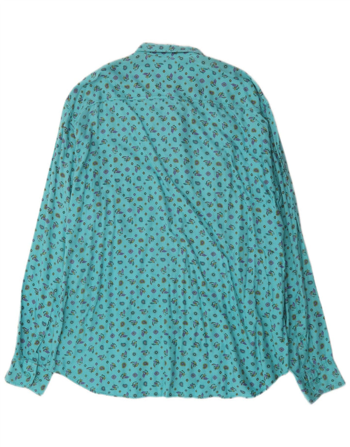 Ανδρικό πουκάμισο Benetton XL Turquoise Modal Bird