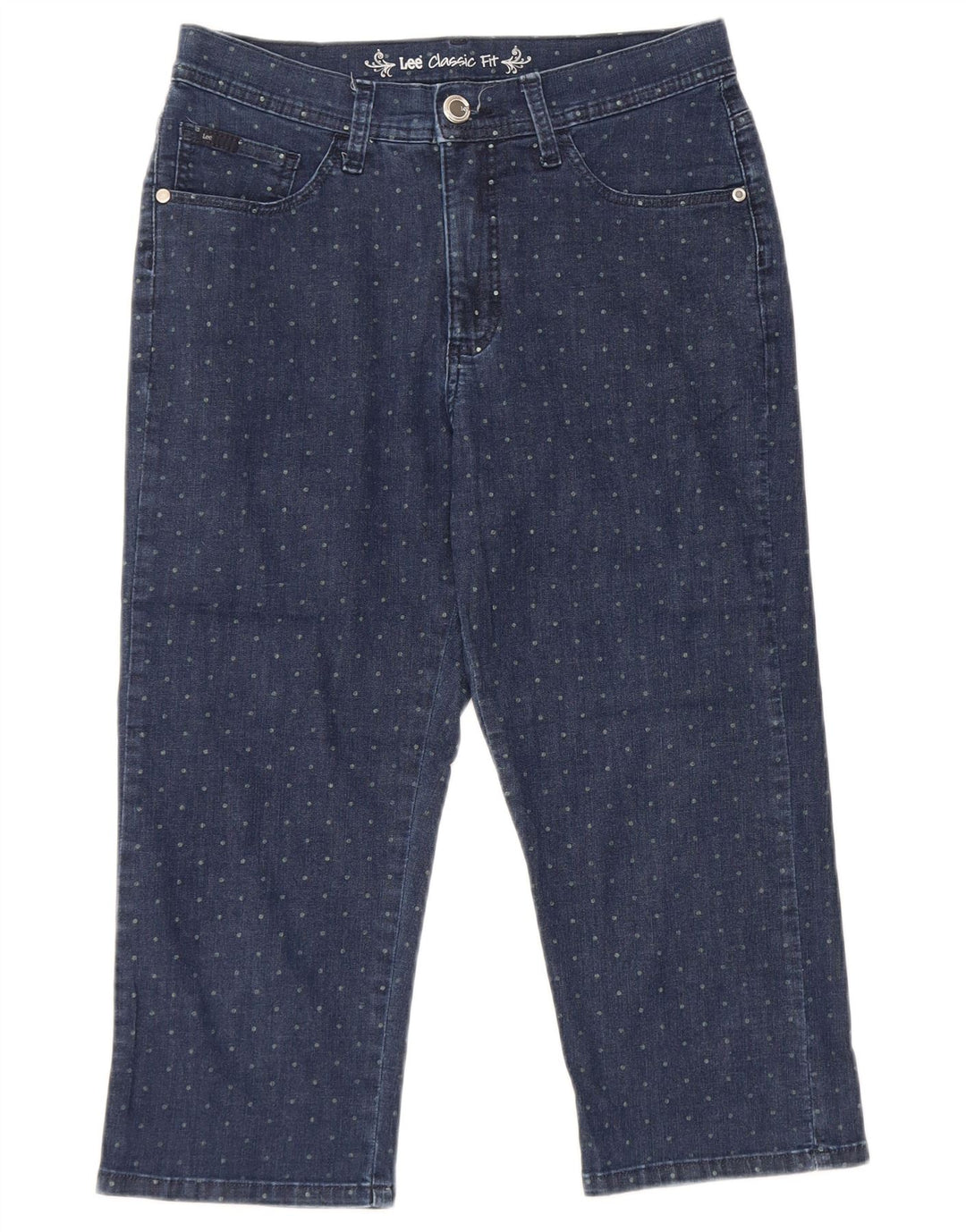 Γυναικεία LEE Classic Fit Capri Jeans US 6 Medium W28 L19 Navy Blue Spotted
