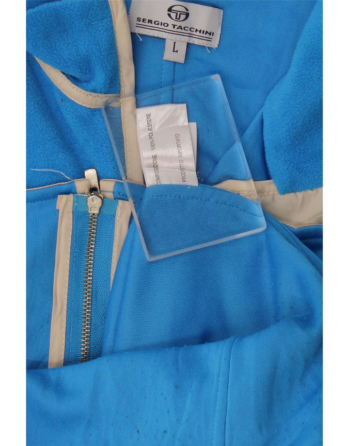 SERGIO TACCHINI Γυναικείο Fleece Jacket UK 14 μεγάλο μπλε ριγέ πολυεστέρα