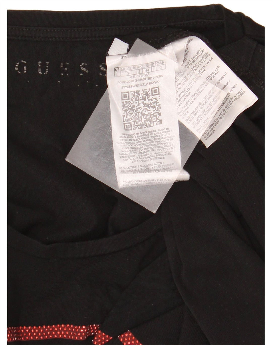 GUESS Γυναικείο T-Shirt Top UK 8 Small Black Cotton