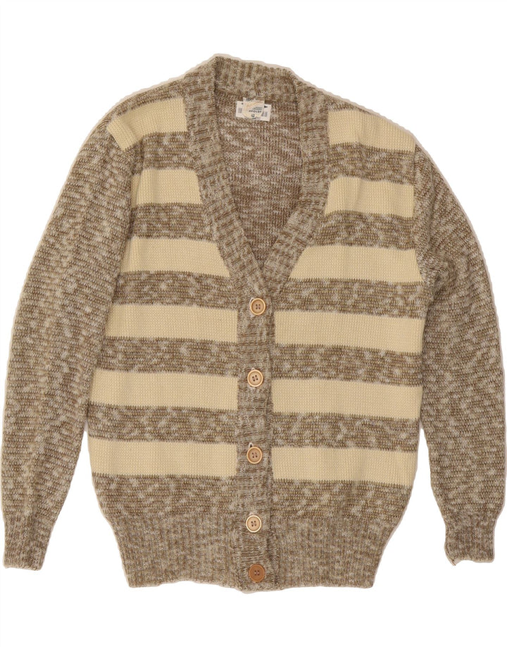 VINTAGE Womens Cardigan Sweater IT 42 Medium Beige Striped Vintage Vintage and Second-Hand Vintage from Messina Hembry 