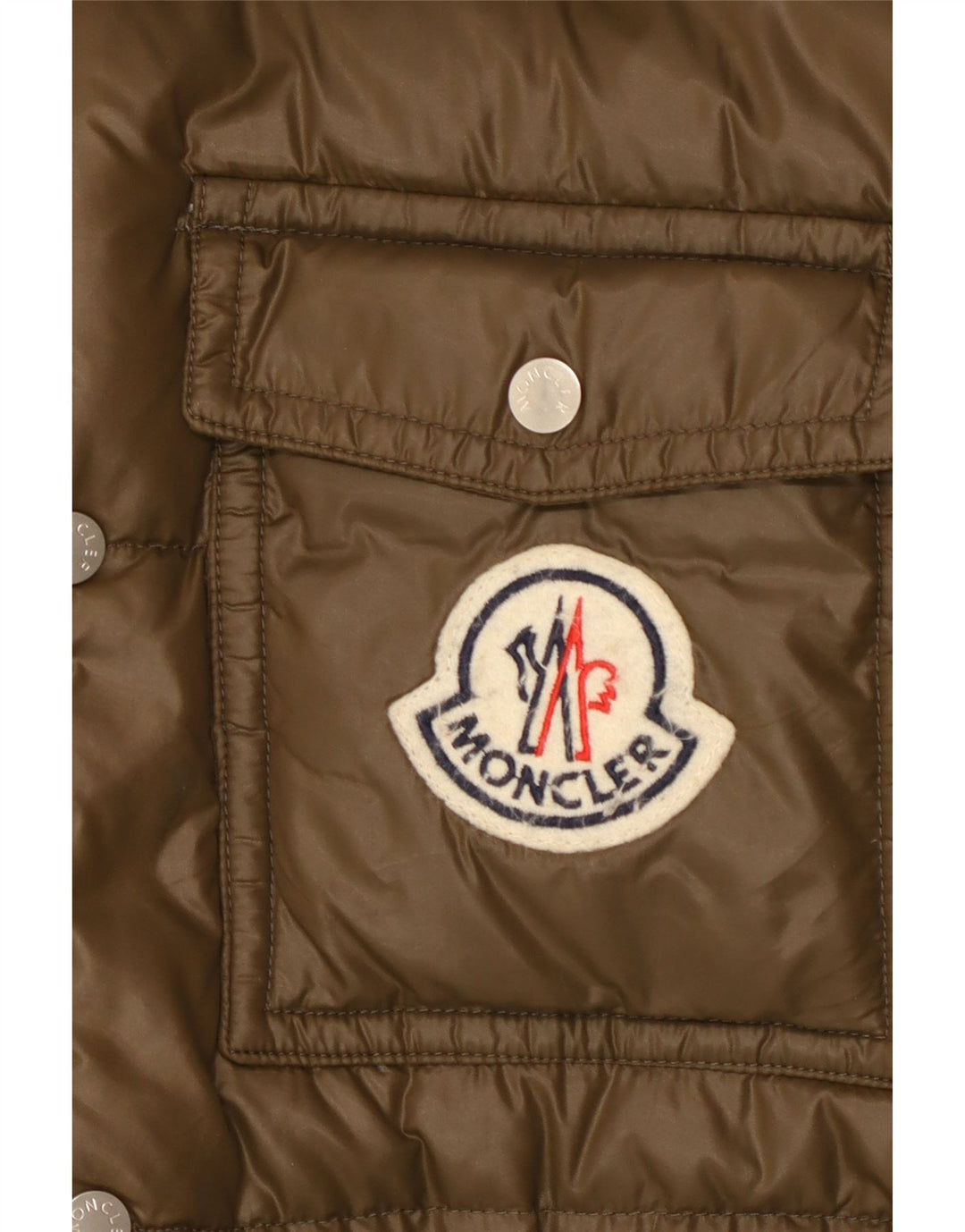 Ανδρικό μπουφάν Moncler γραφικό με κουκούλα με επένδυση μεγέθους 5 2XL Khaki Polyamide