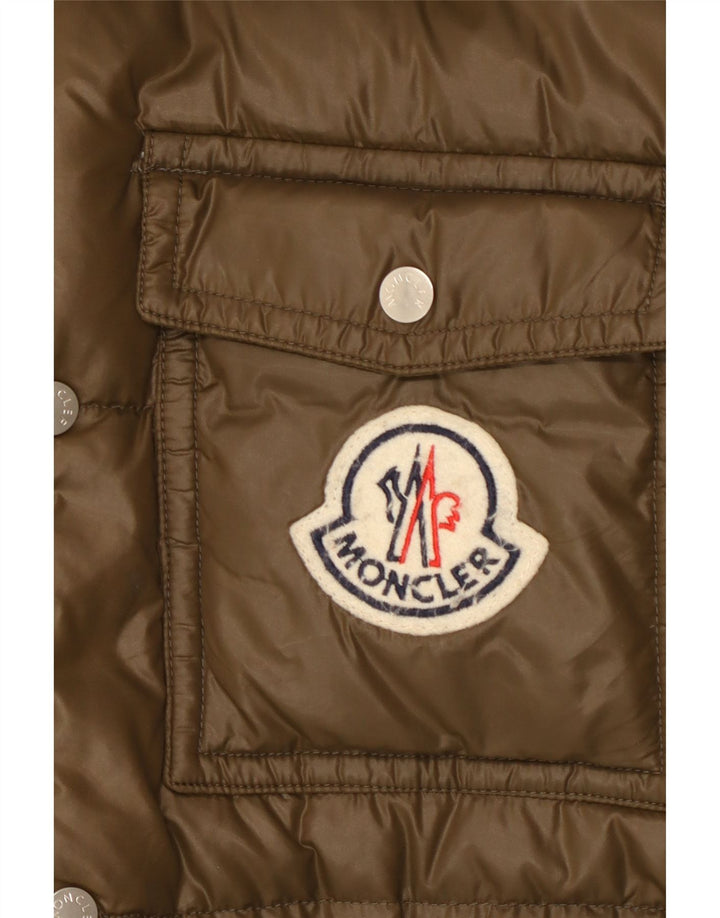 Ανδρικό μπουφάν Moncler γραφικό με κουκούλα με επένδυση μεγέθους 5 2XL Khaki Polyamide