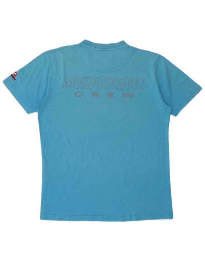 MURPHY & NYE Ανδρικό γραφικό T-Shirt Top μεγάλο μπλε βαμβακερό