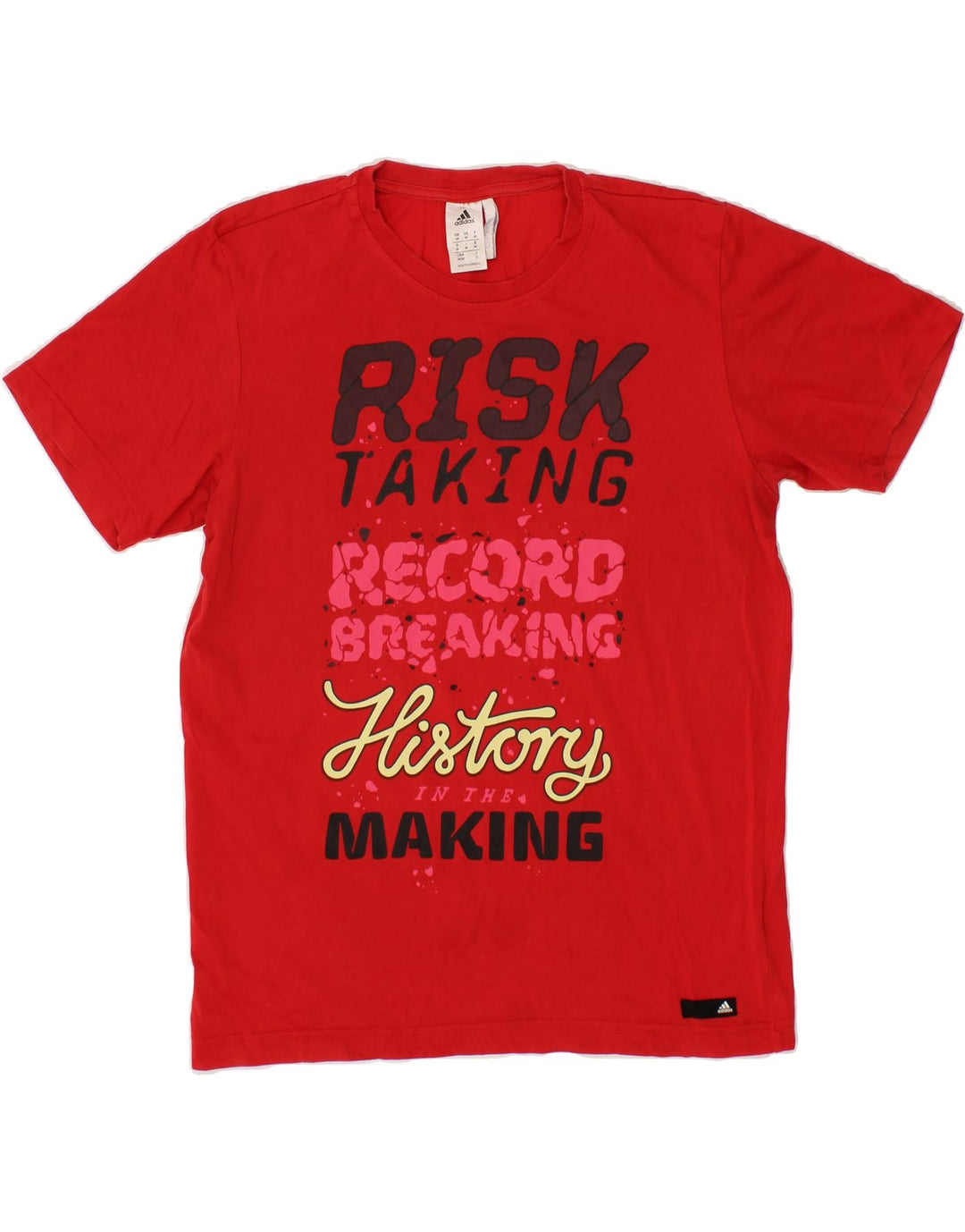 ADIDAS Mens Climalite Graphic T-Shirt Top Medium Red Cotton Vintage Adidas and Second-Hand Adidas from Messina Hembry 