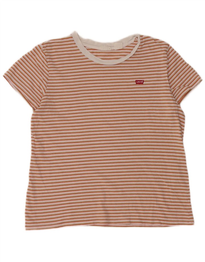 LEVI'S Γυναικείο T-Shirt Top UK 14 μεσαίο πολύχρωμο βαμβακερό ριγέ