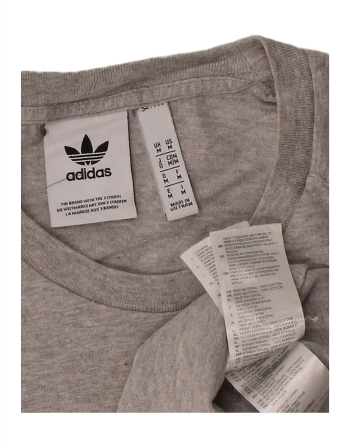 ADIDAS Mens Graphic T-Shirt Top Medium Grey Cotton Vintage Adidas and Second-Hand Adidas from Messina Hembry 